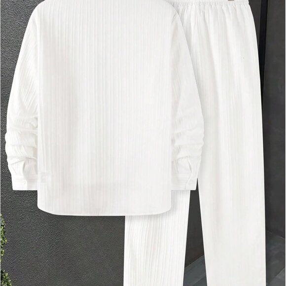 Men's Lightweight Casual Linen Suit Set - Versatile Spring & Autumn Fashion, L - Picture 2 of 6